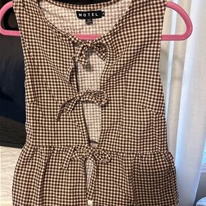 Motel Rocks Brown Gingam Top